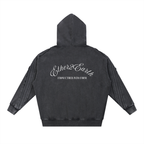 From Ether Into Form black heavyweight zip hoodie artwork and snow-washed details