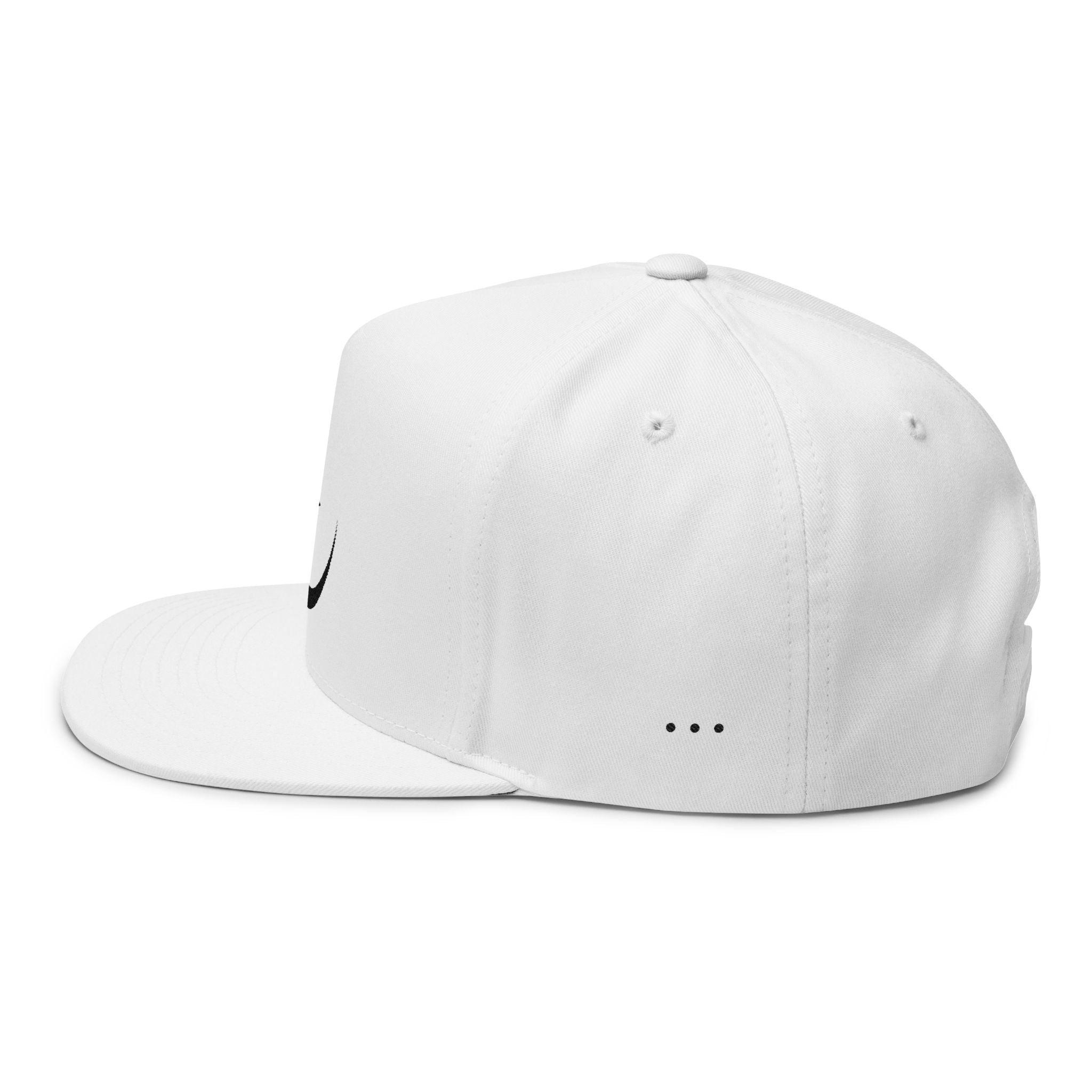 Embroidered Crescent & Star Snap Back Hat - White