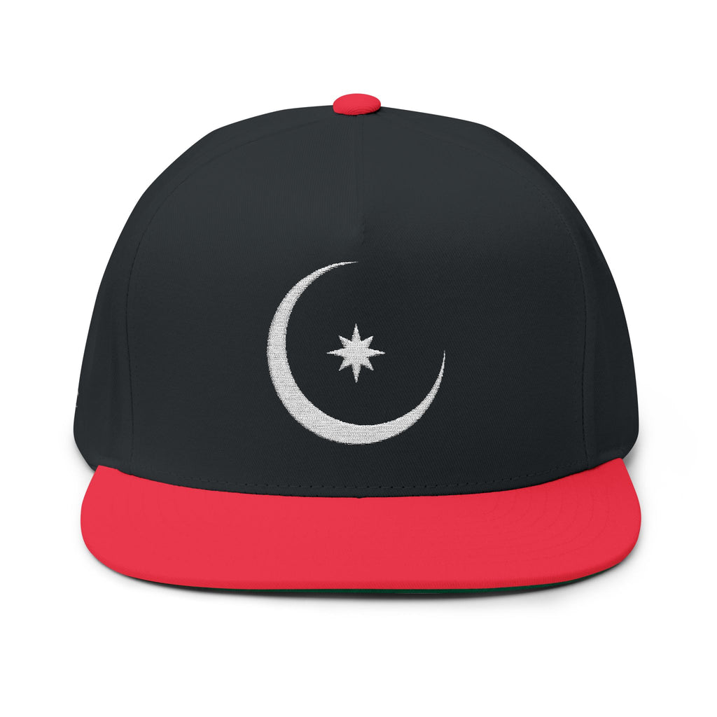 Celestial Crescent Moon Embroidered Snapback Hat