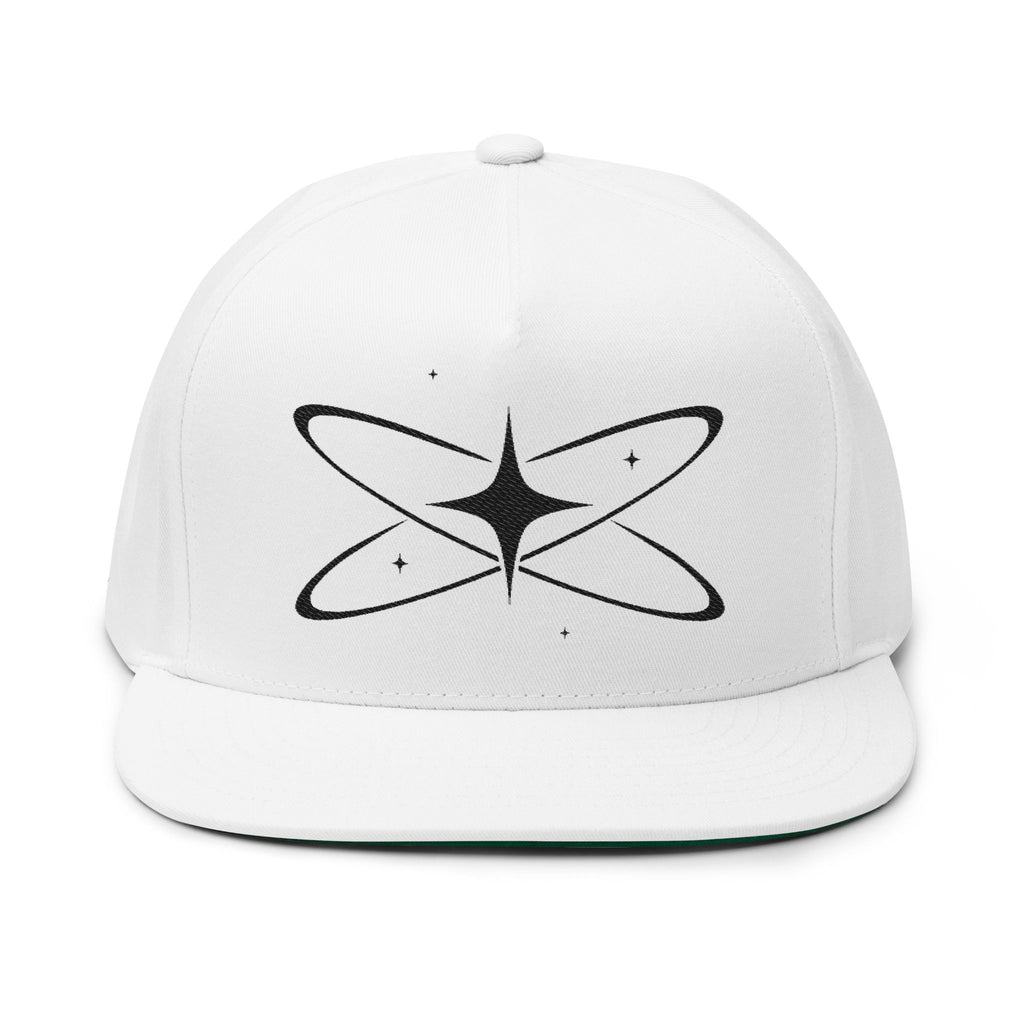 Embroidered Cosmic Star Snapback Hat - White