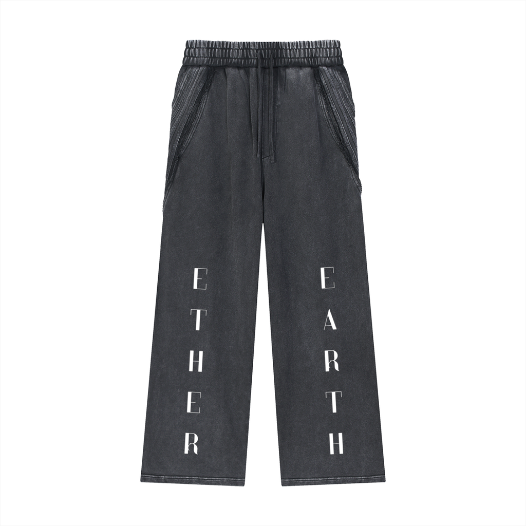 From Ether Into Form | Black Snow-Washed Sweatpants