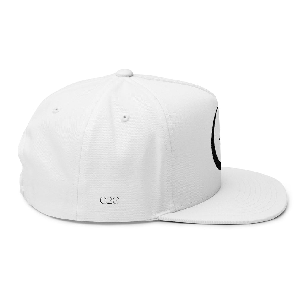 Embroidered Crescent & Star Snap Back Hat - White