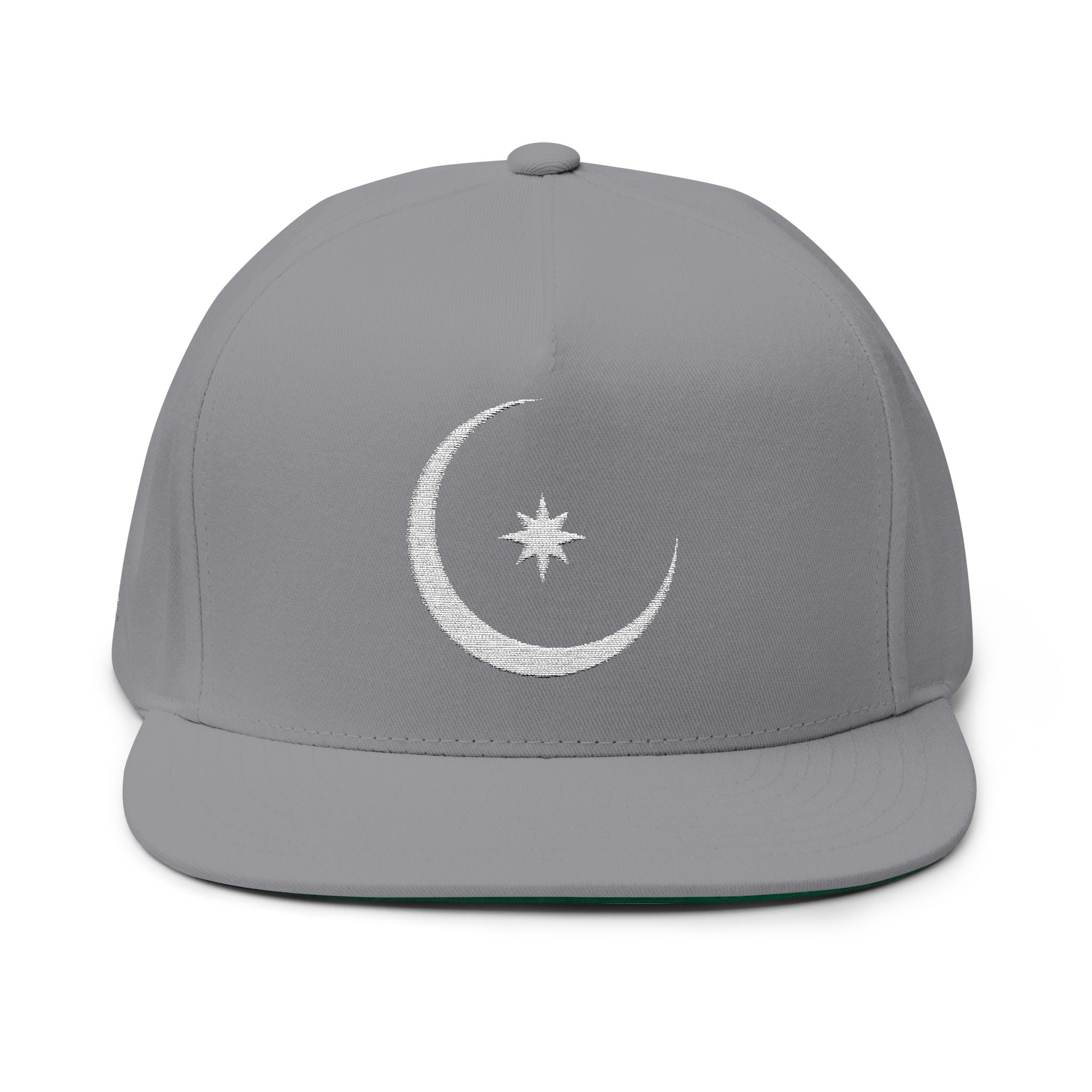 Celestial Crescent Moon Embroidered Snapback Hat