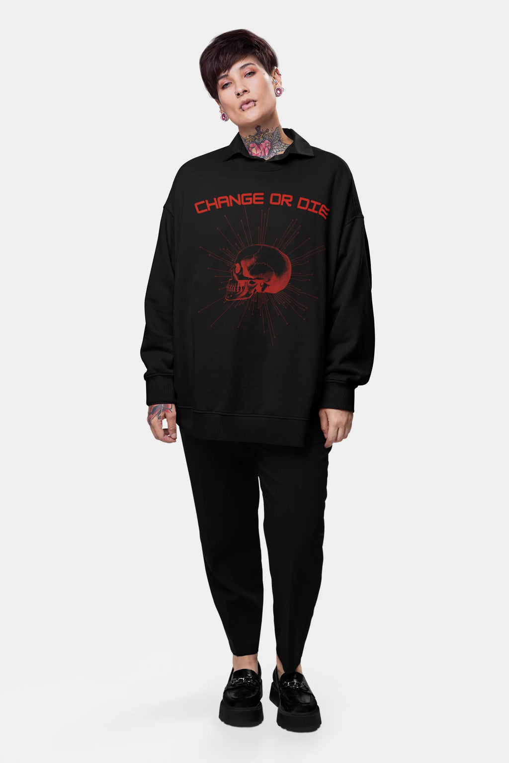 Change or Die Skull Graphic Sweatshirt - Ether2Earth