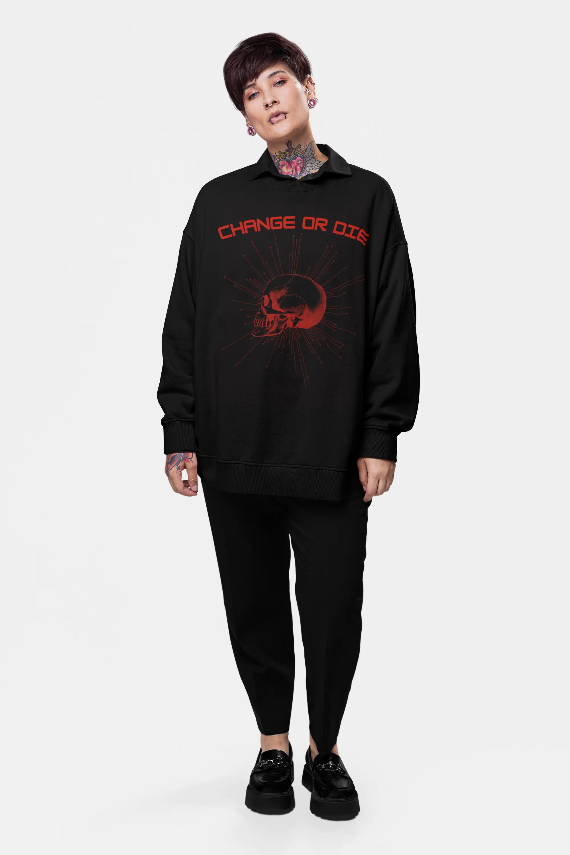 Change or Die Skull Graphic Sweatshirt - Ether2Earth