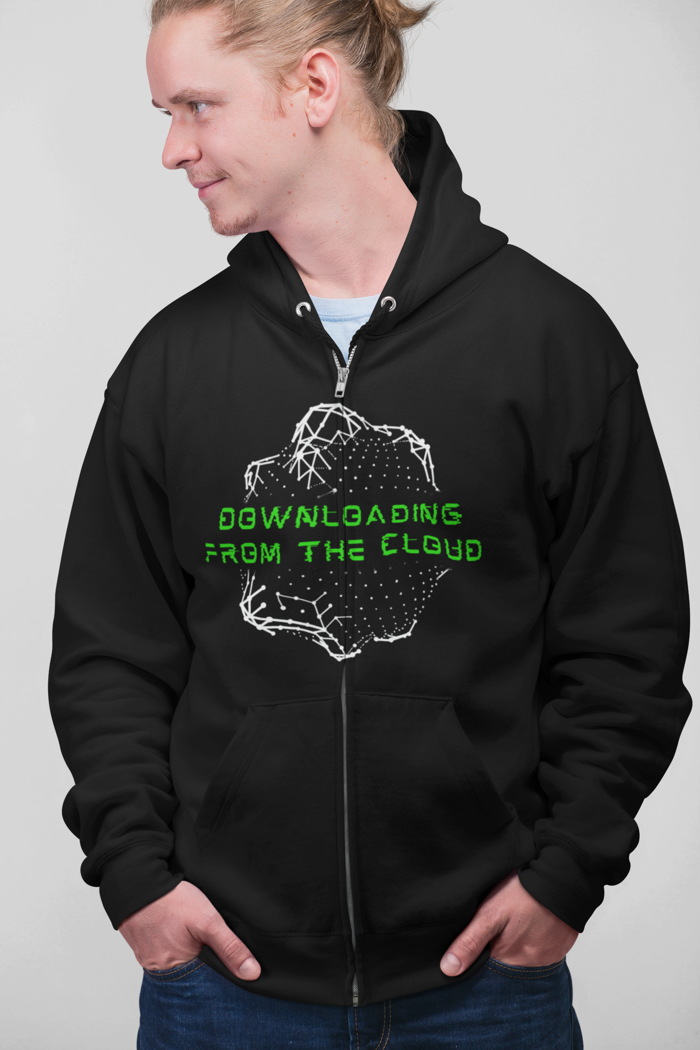 Downloading From The Cloud—Sacred Geometry Graphic Zip Hoodie