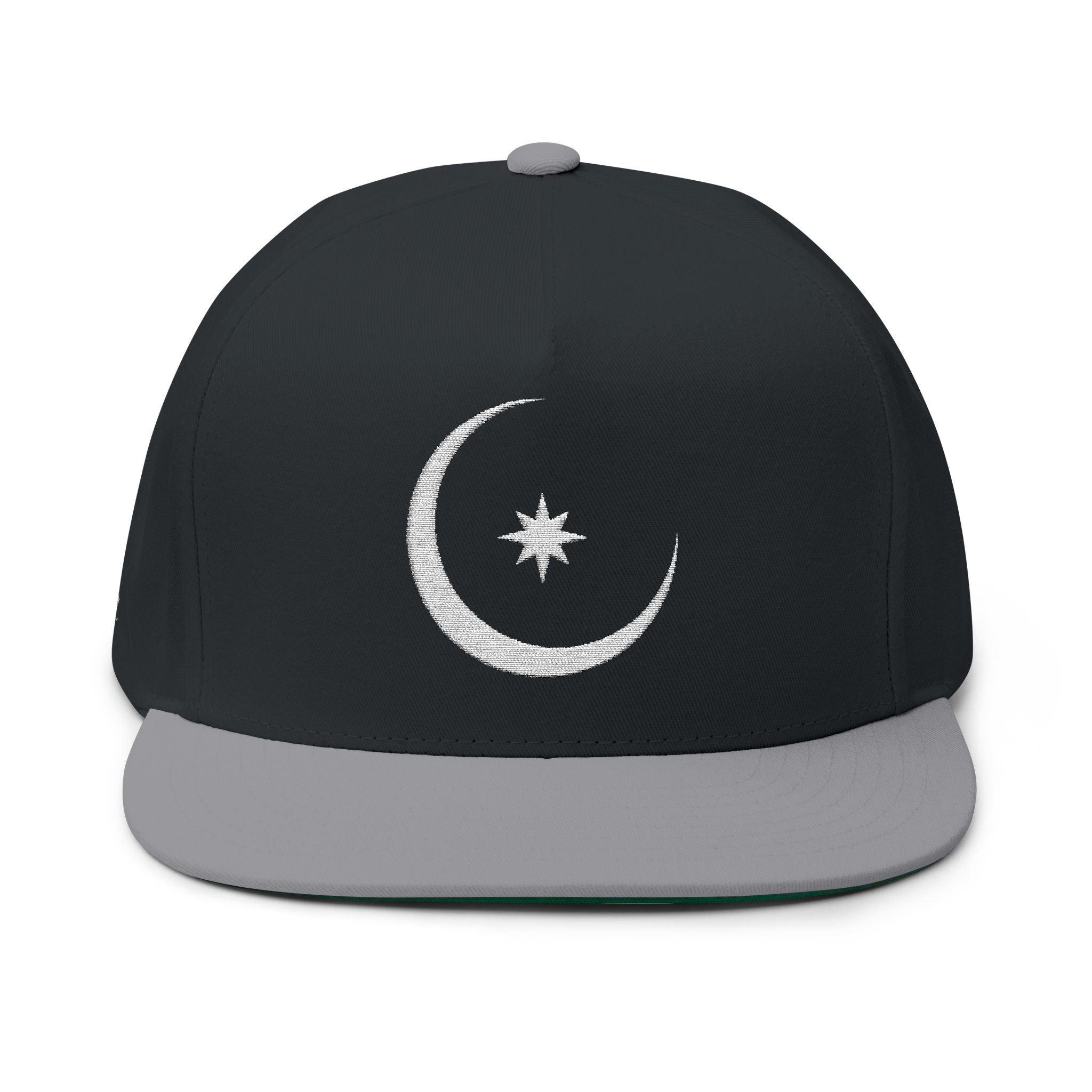 Celestial Crescent Moon Embroidered Snapback Hat