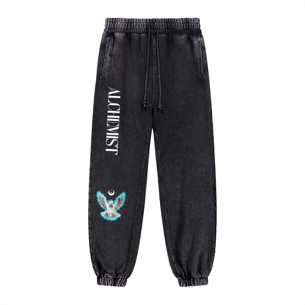 The Alchemist — Black Heavyweight Snow Wash Sweatpants