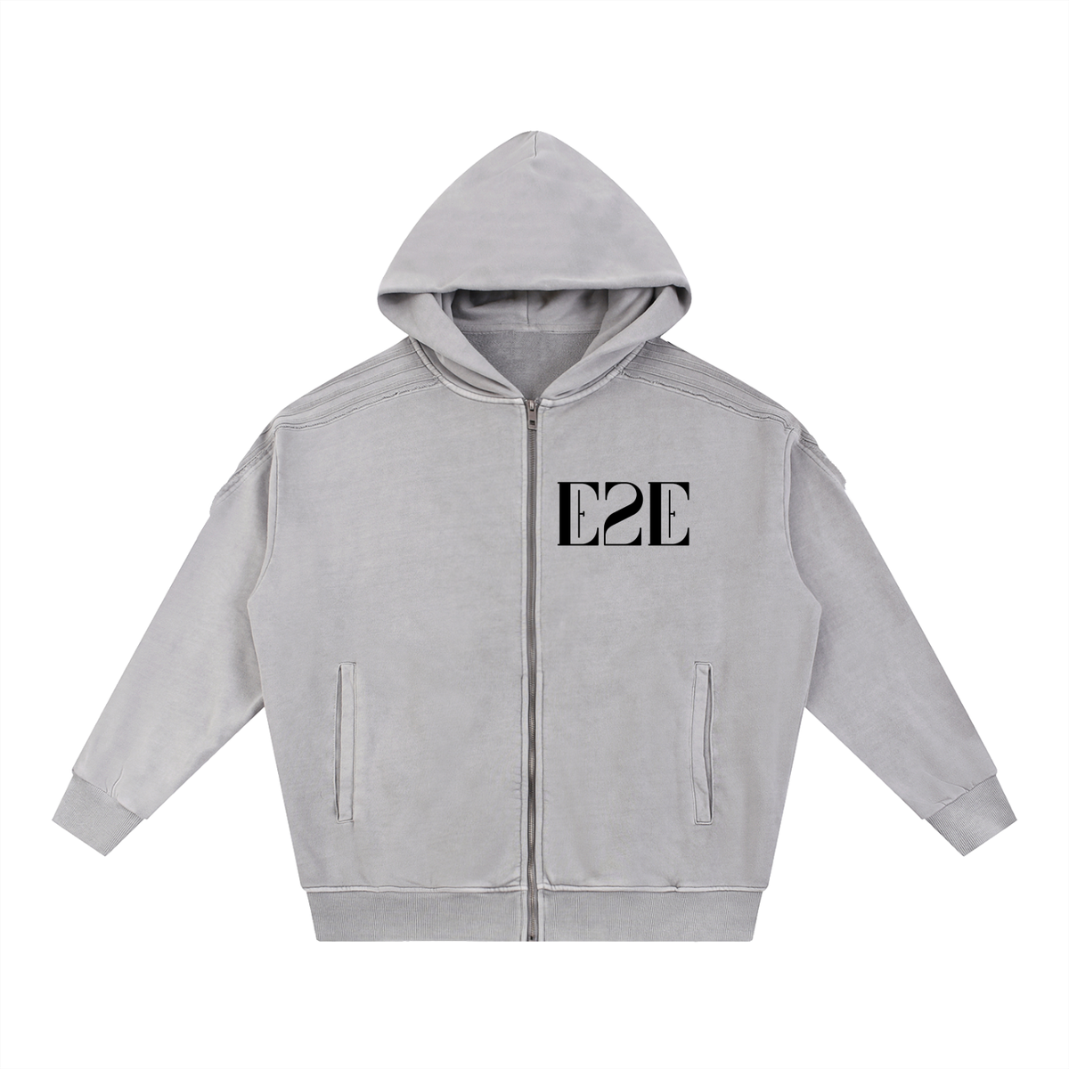 From Ether Into Form light gray snow-washed zip hoodie by Ether2Earth