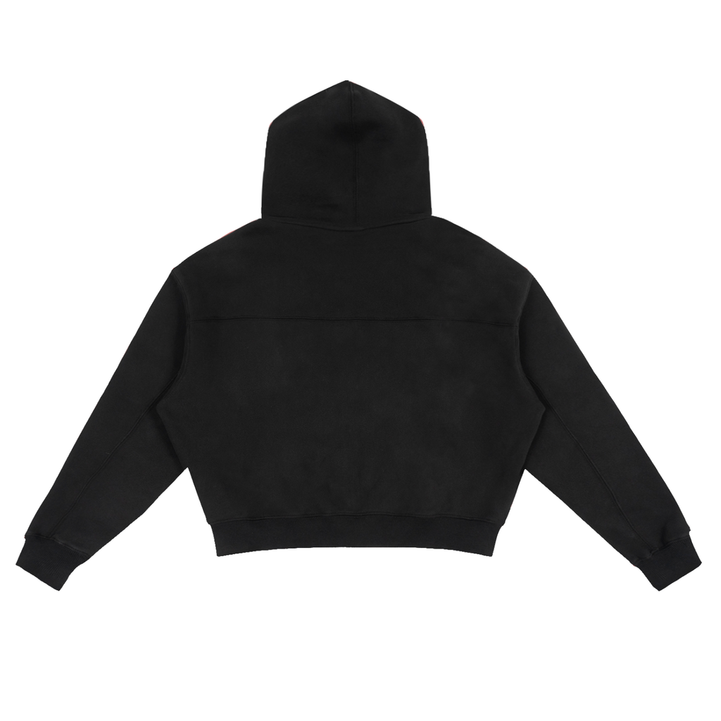Celestial Form | Black Boxy Zip Hoodie
