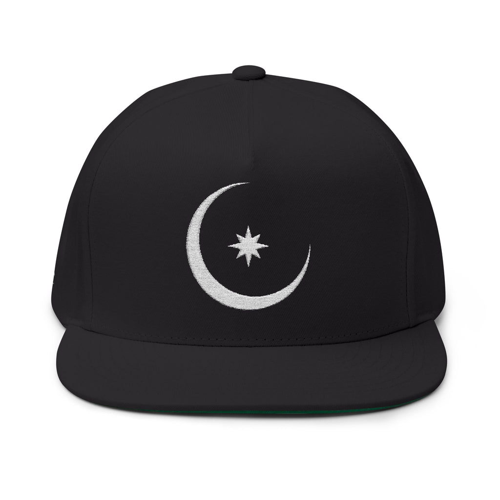 Celestial Crescent Moon Embroidered Snapback Hat