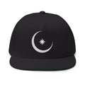 Celestial Crescent Moon Embroidered Snapback Hat