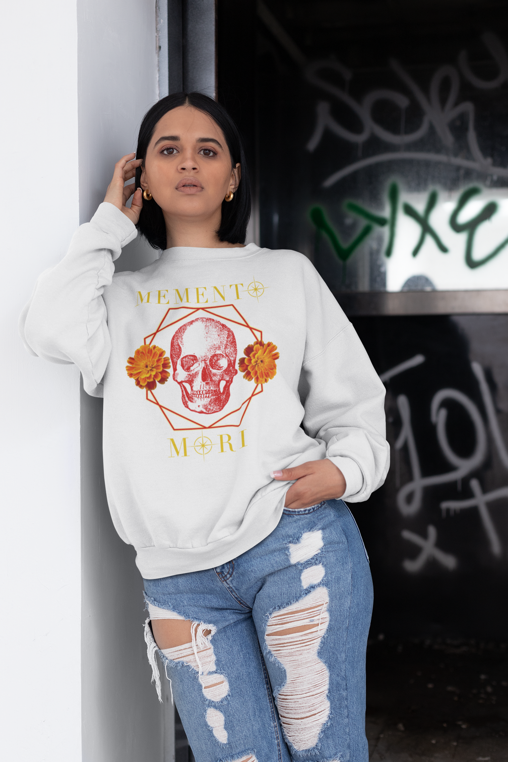 Memento Mori Skull Crewneck Sweatshirt