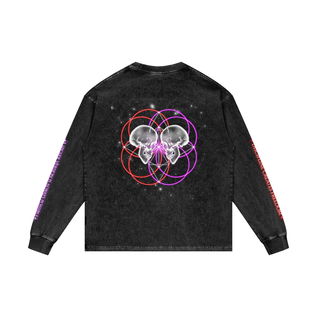 You vs. You Self-Mastery acid wash long sleeve T-shirt by Ether2Earth – alternate product view