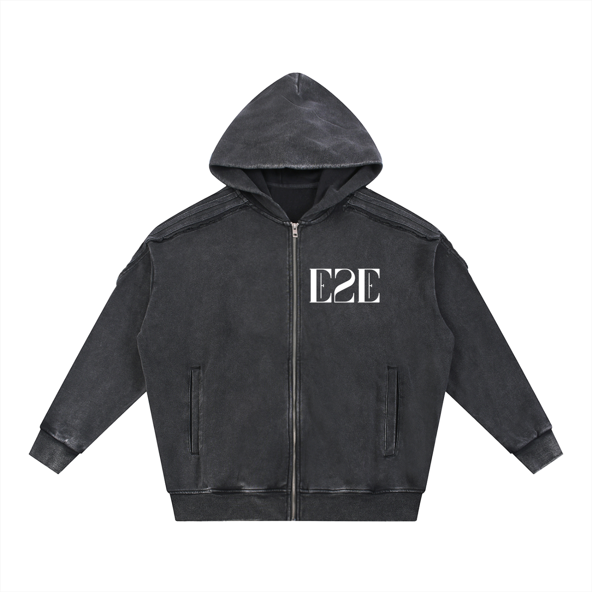 From Ether Into Form black snow-washed zip hoodie by Ether2Earth