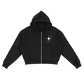 Celestial Form | Black Boxy Zip Hoodie