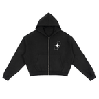 Celestial Form | Black Boxy Zip Hoodie