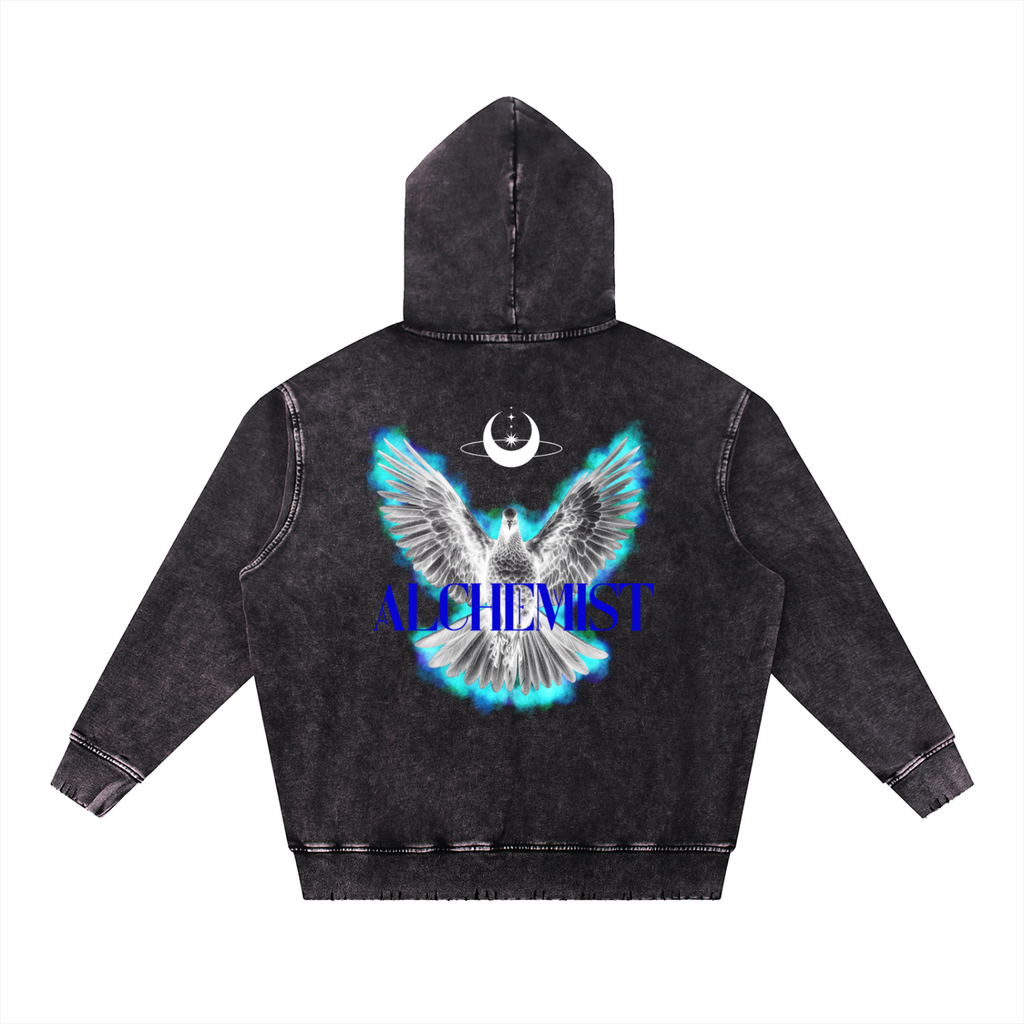 The Alchemist — Black Heavyweight Snow Wash Hoodie